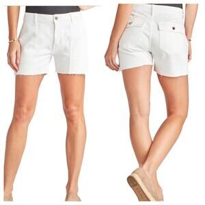 Sam Edelman NWT Denim The Cargo Utility Cutoff Shorts White Stretch Women's 10